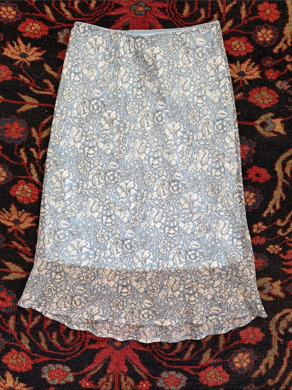 Light Blue Floral Slip Skirt - vintage
